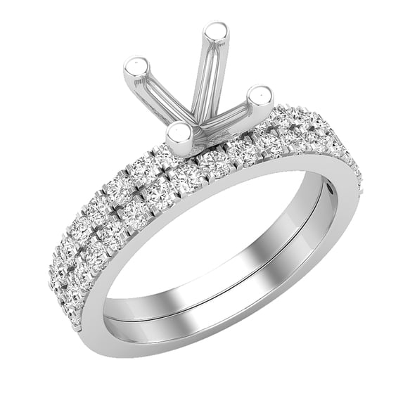 Dazzlingrock Collection Round White Diamond Semi Mount Engagement Ring Set for Women (0.70 ctw, Color I-J, Clarity I2-I3) in 925 Sterling Silver, Size 7