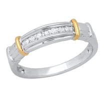 Dazzlingrock Collection Round White Diamond Seven Stone Wedding Band for Men (0.12 ctw, Color I-J, Clarity I2-I3) in 10K White & Yellow Gold, Size 7.5