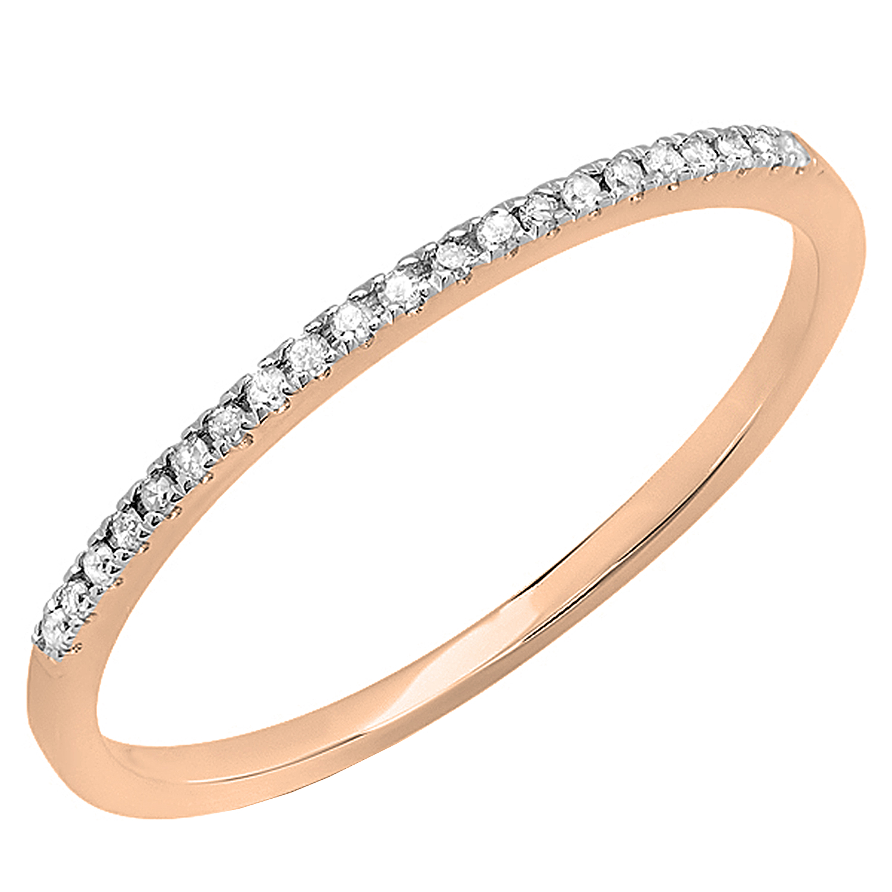 Dazzlingrock Collection Round White Diamond Single Row Stakable Wedding Band for Women (0.08 ctw, Color I-J, Clarity I2-I3) in 10K Rose Gold, Size 4 - image 1 of 10