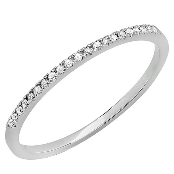 Dazzlingrock Collection Round White Diamond Single Row Stakable Wedding Band for Women (0.08 ctw, Color I-J, Clarity I2-I3) in 10K White Gold, Size 5