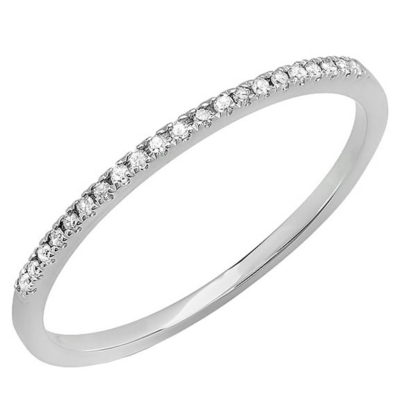Dazzlingrock Collection Round White Diamond Single Row Stakable Wedding Band for Women (0.08 ctw, Color I-J, Clarity I2-I3) in 10K White Gold, Size 6