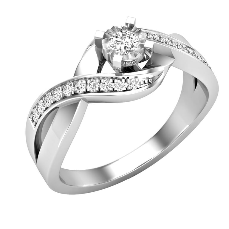 10K White Gold 1/10 CTW Diamond Multi Stone Halo Twist Style Promise Ring 10K White Gold 1/10 CTW Diamond Multi Stone Halo Twist Style Promise Ring