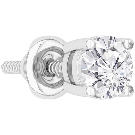 Dazzlingrock Collection Round White Diamond Solitaire Screwback Stud Earring for Women (Only 1Pc, 0.45 ctw, Color I-J, Clarity I2-I3) in 10K White Gold