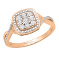 thumbnail image 1 of Dazzlingrock Collection Round White Diamond Split Shank Swirl Beaded Engagement Ring for Women (0.05 ctw, Color I-J, Clarity I2-I3) in 10K Rose Gold, Size 6.5, 1 of 1