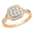 thumbnail image 1 of Dazzlingrock Collection Round White Diamond Split Shank Swirl Beaded Engagement Ring for Women (0.05 ctw, Color I-J, Clarity I2-I3) in 10K Rose Gold, Size 8.5, 1 of 1