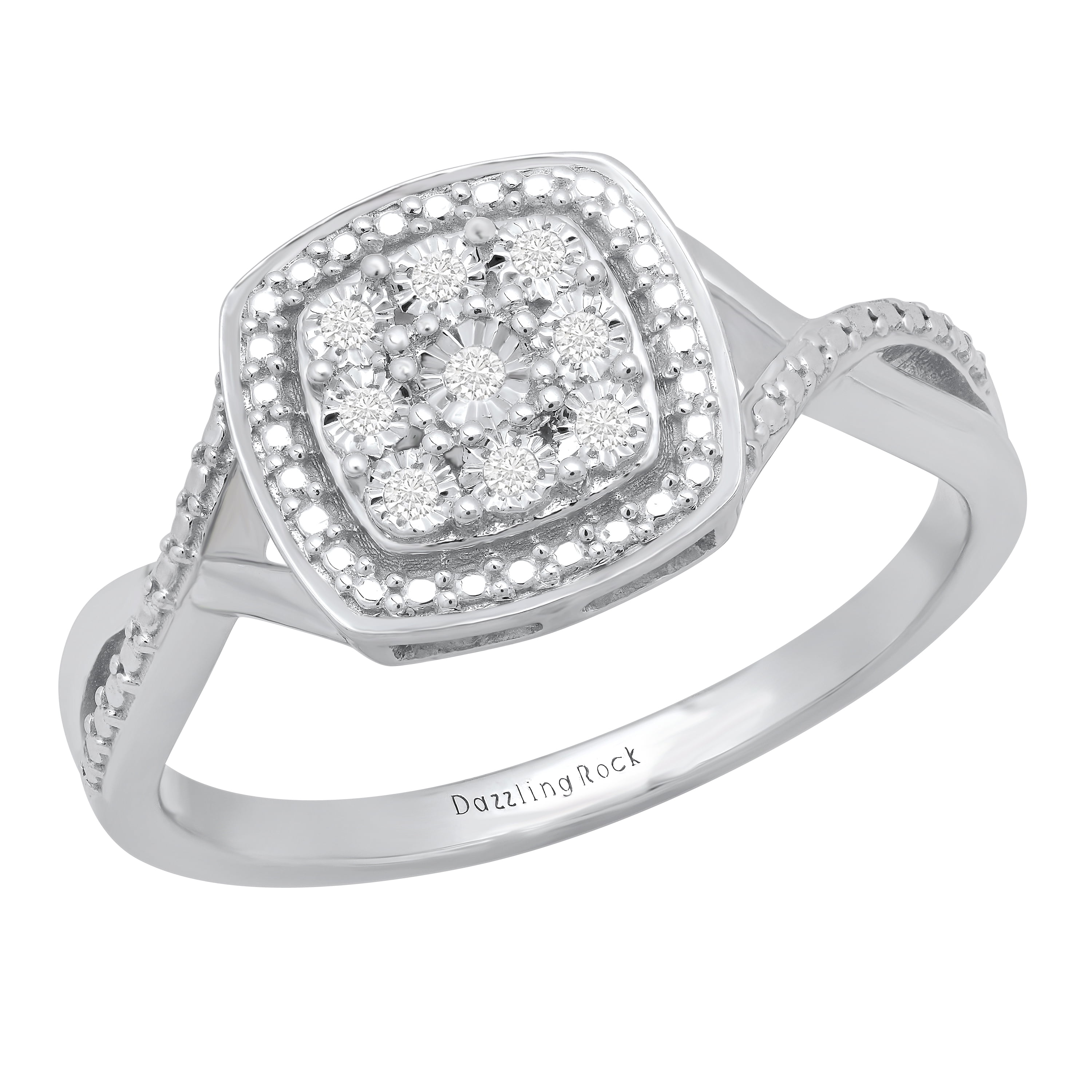 Dazzlingrock Collection Twisted Swirl Diamond Engagement Ring - 0.51 Ctw, Sterling Silver, Size 7.5 - View #10