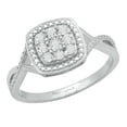 thumbnail image 1 of Dazzlingrock Collection Round White Diamond Split Shank Swirl Beaded Engagement Ring for Women (0.05 ctw, Color I-J, Clarity I2-I3) in 925 Sterling Silver, Size 7.5, 1 of 1