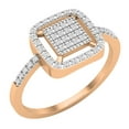 thumbnail image 1 of Dazzlingrock Collection Round White Diamond Square Frame Cluster Engagement Ring for Women (0.15 ctw, Color I-J, Clarity I1-I2) in 14K Rose Gold, Size 9, 1 of 6