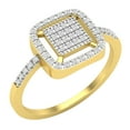 thumbnail image 1 of Dazzlingrock Collection Round White Diamond Square Frame Cluster Engagement Ring for Women (0.15 ctw, Color I-J, Clarity I1-I2) in 14K Yellow Gold, Size 4.5, 1 of 6