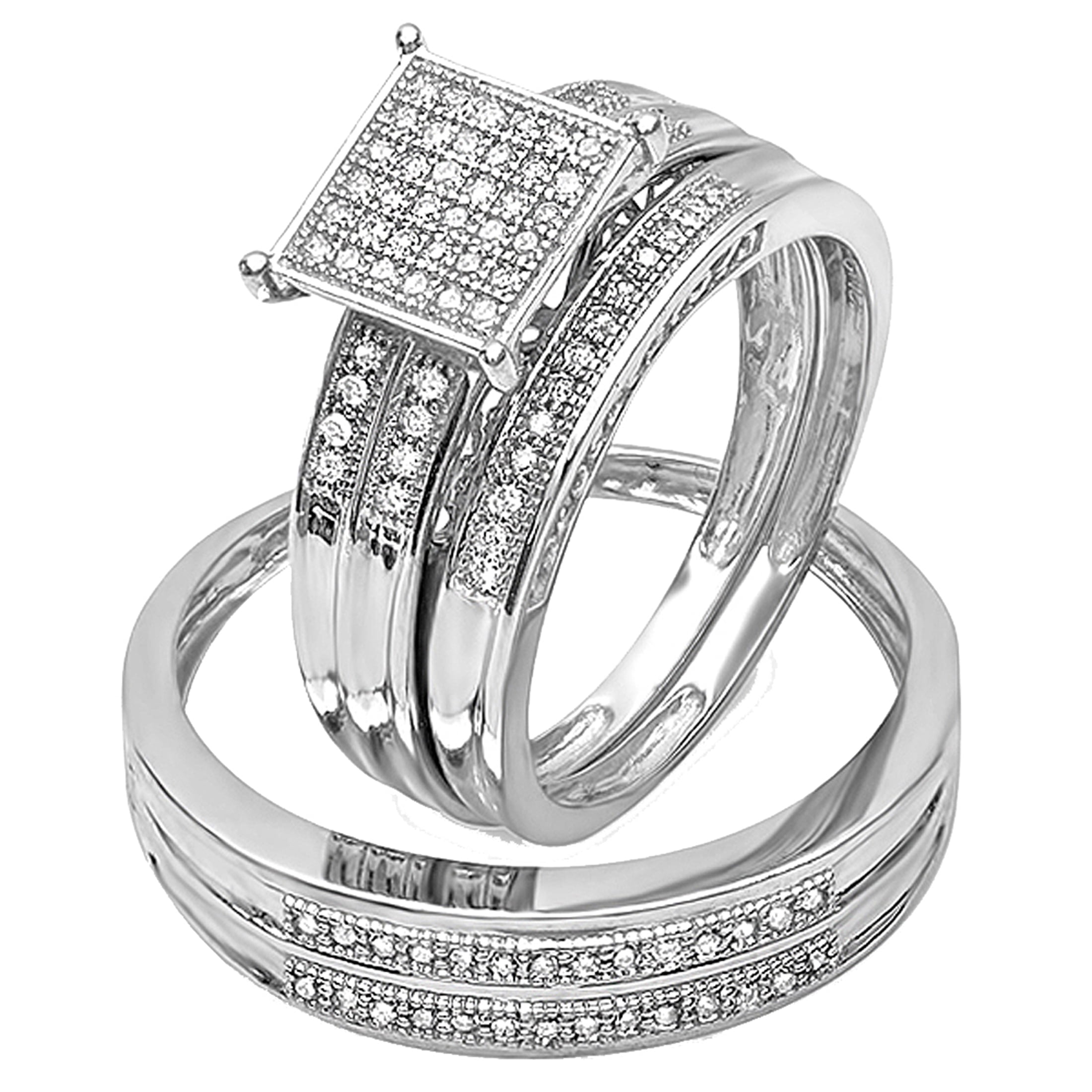 Wedding Rings Trio Set CZ-1179W | 18 Karat White Gold | Lagos, Nigeria -  Zavandi Jewelry