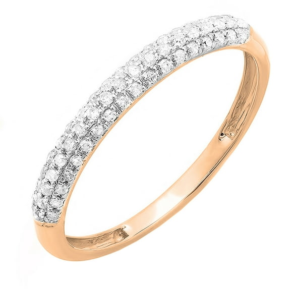 Dazzlingrock Collection Round White Diamond Stackable Wedding Band for Women (0.25 ctw, Color I-J, Clarity I1-I2) in 14K Rose Gold, Size 10