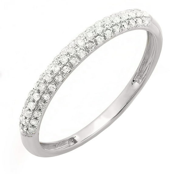 Dazzlingrock Collection Round White Diamond Stackable Wedding Band for Women (0.25 ctw, Color I-J, Clarity I1-I2) in 14K White Gold, Size 5