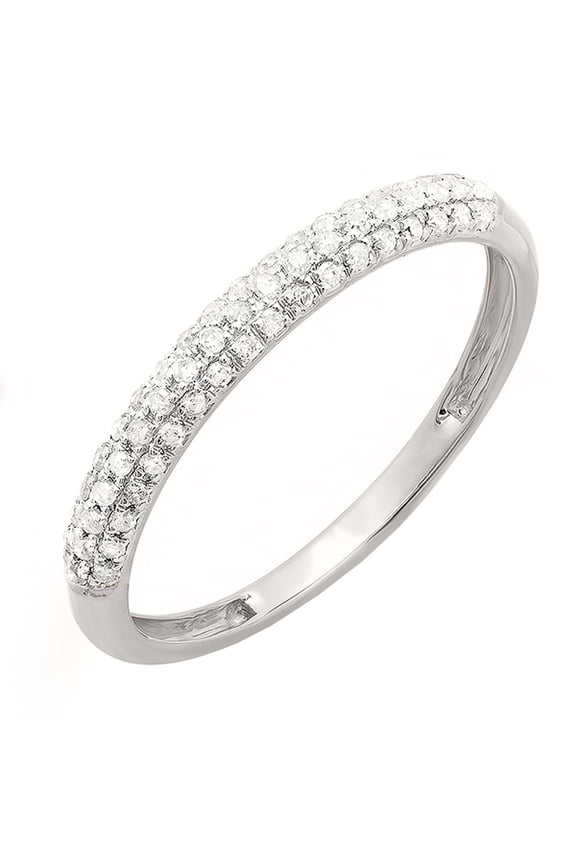 Collection Round White Diamond Stackable Wedding Band for Women (0.25 ctw, Color I-J, Clarity I2-I3) in 10K White Gold, Size 9