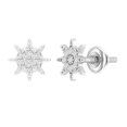 thumbnail image 1 of Dazzlingrock Collection Round White Diamond Starburst Cluster Screwback Stud Earrings for Women (0.10 ct, Color I-J, Clarity I1-I2) in 18K White Gold, 1 of 5