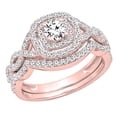 thumbnail image 1 of Dazzlingrock Collection Round White Diamond Swirl Halo Bridal Ring Set for Women (1.00 ctw, Color I-J, Color I1-I2) in 14K Rose Gold, Size 4, 1 of 5