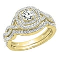 thumbnail image 1 of Dazzlingrock Collection Round White Diamond Swirl Halo Bridal Ring Set for Women (1.00 ctw, Color I-J, Color I1-I2) in 18K Yellow Gold, Size 10, 1 of 5