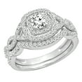 thumbnail image 1 of Dazzlingrock Collection Round White Diamond Swirl Halo Bridal Ring Set for Women (1.00 ctw, Color I-J, Color I2-I3) in 10K White Gold, Size 4.5, 1 of 5