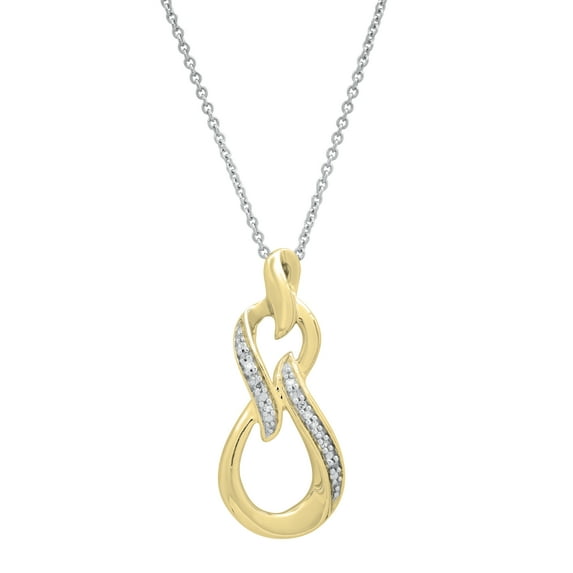 Dazzlingrock Collection Round White Diamond Swirl Infinity Pendant for Women with 18 Inch Silver Chain (0.10 ctw, Color I-J, Clarity I1-I2) in 14K Yellow Gold
