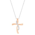 thumbnail image 1 of Dazzlingrock Collection Round White Diamond Swirl Style Twist Cross Pendant with 18 Inch Silver Chain for Women (0.12 ctw, Color I-J, Clarity I1-I2) in 18K Rose Gold, 1 of 3