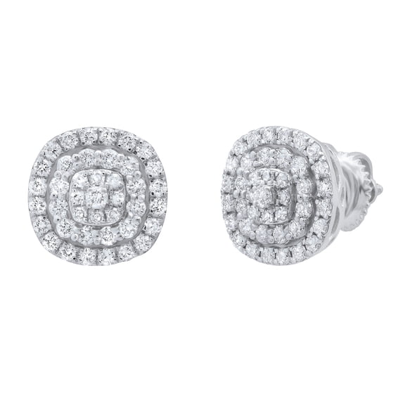 Dazzlingrock Collection Round White Diamond Triple Halo Cluster Screwback Stud Earrings for Women (0.95 ctw, Color I-J, Clarity I2-I3) in 925 Sterling Silver
