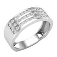 thumbnail image 1 of Dazzlingrock Collection Round White Diamond Triple Row Wedding Band for Men (0.45 ctw, Color I-J, Clarity I2-I3) in 925 Sterling Silver, Size 8.5, 1 of 6