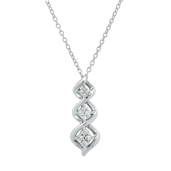 Dazzlingrock Collection Round White Diamond Twist Pendant for Women with 18 Inch Silver Chain (0.25 ctw, Color I-J, Clarity I2-I3) in 925 Sterling Silver