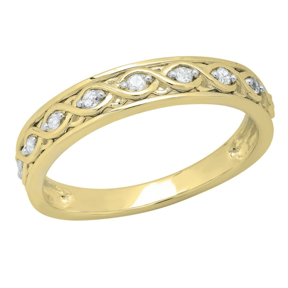 Dazzlingrock Collection Round White Diamond Twisted Swirl Engagement Wedding Ring for Women (0.12 ctw, Color I-J, Clarity I1-I2) in 18K Yellow Gold, Size 4
