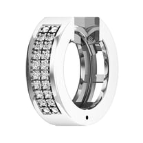 Dazzlingrock Collection Round White Diamond Unisex Double Row Mini Classic Hoop Earring (Only 1Pc, 0.06 ctw, Color I-J, Clarity I2-I3), 10K White Gold