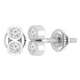 thumbnail image 1 of Dazzlingrock Collection Round White Diamond Vertical 2 Stone Style Screwback Stud Earrings for Her (0.24 ctw, Color I-J, Clarity I2-I3) in 10K White Gold, 1 of 5