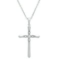 thumbnail image 1 of Dazzlingrock Collection Round White Diamond Vintage Style Cross Pendant for Women with 18 Inch Gold Chain (0.05 ctw, Color I-J, Clarity I1-I2) in 14K White Gold, 1 of 5