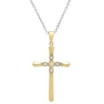 thumbnail image 1 of Dazzlingrock Collection Round White Diamond Vintage Style Cross Pendant for Women with 18 Inch Silver Chain (0.05 ctw, Color I-J, Clarity I1-I2) in 18K Yellow Gold, 1 of 5