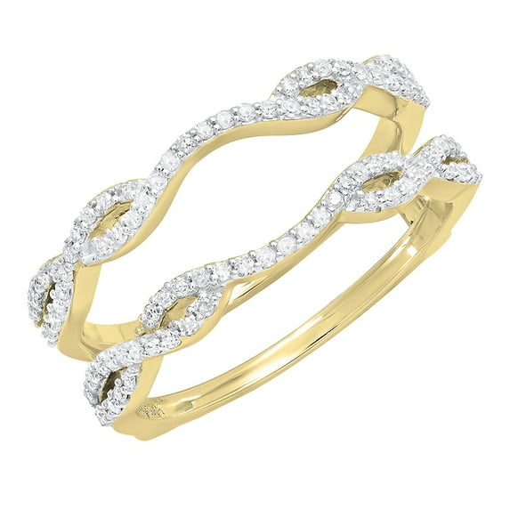 Dazzlingrock Collection Round White Diamond Wedding Band Enhancer Double Ring for Women (0.35 ctw, Color I-J, Clarity I1-I2) in 14K Yellow Gold, Size 10