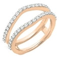 thumbnail image 1 of Dazzlingrock Collection Round White Diamond Wedding Band Enhancer Guard Double Ring For Women 1/2 CT (0.50 ctw, Color I-J, Clarity I1-I2) in 14K Rose Gold, Size 8.5, 1 of 4
