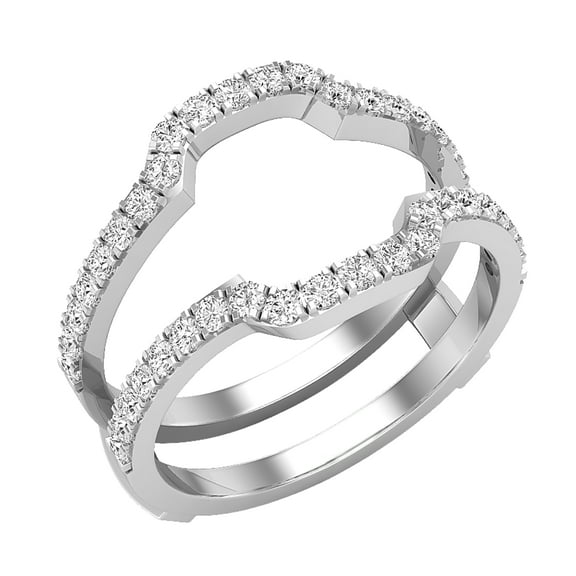Dazzlingrock Collection Round White Diamond Wedding Band Enhancer Guard Double Ring for Women (0.50 ctw, Color I-J, Clarity I1-I2) in Platinum, Size 7