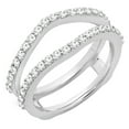 thumbnail image 1 of Dazzlingrock Collection Round White Diamond Wedding Band Enhancer Guard Double Ring For Women 1/2 CT (0.50 ctw, Color I-J, Clarity I2-I3) in 10K White Gold, Size 8, 1 of 4