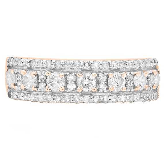 Dazzlingrock Collection Round White Diamond Wedding Band for Women (0.75 ctw, Color I-J, Clarity I1-I2) in 14K Rose Gold, Size 7.5