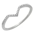 thumbnail image 1 of Dazzlingrock Collection Round White Diamond Wedding Stackable Guard V Chevron Band for Women (0.10 ct, Color I-J, Clarity I2-I3) in 14K White Gold, Size 7.5, 1 of 5