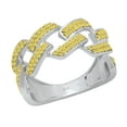 thumbnail image 1 of Dazzlingrock Collection Round Yellow Diamond Out Bling Cuban Link Band Ring for Women (0.42 ctw, Color Yellow, Clarity I2-I3) in 18K White Gold, Size 6, 1 of 4