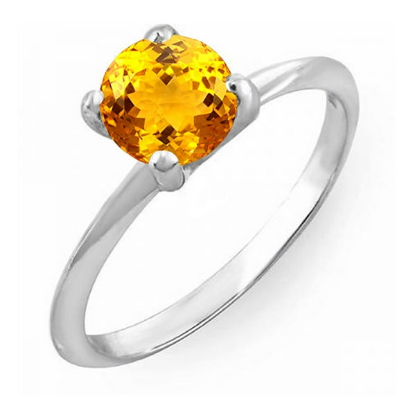 Dazzlingrock Collection Sterling Silver 7 MM Round Cut Citrine Solitaire Bridal Engagement Ring, Size 8