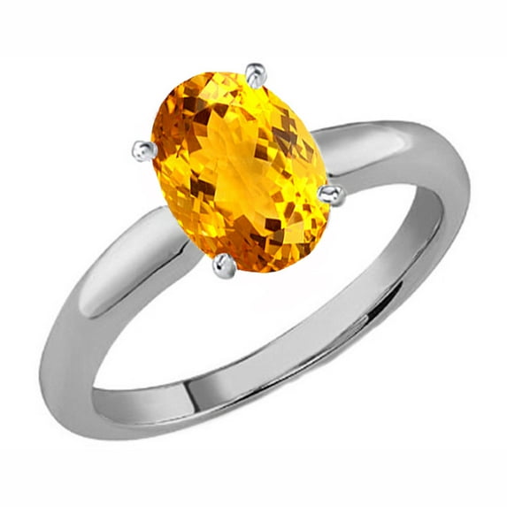 Dazzlingrock Collection Sterling Silver 8X6 MM Oval Citrine Ladies Solitaire Bridal Engagement Ring, Size 7
