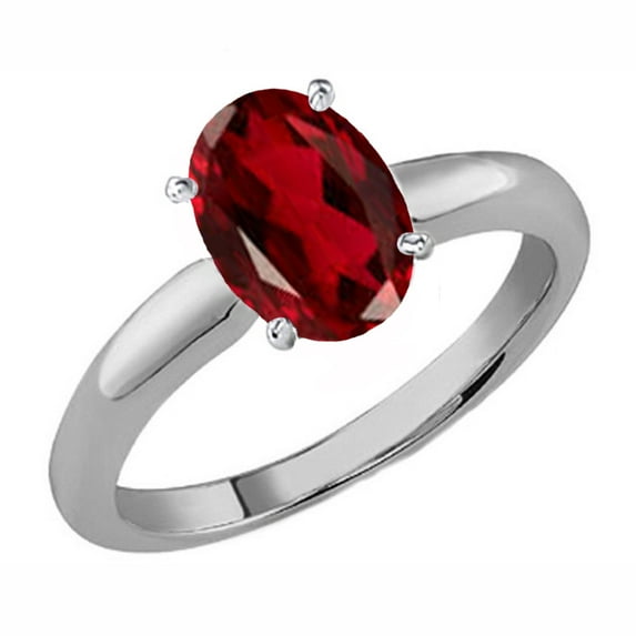 Dazzlingrock Collection Sterling Silver 8X6 MM Oval Garnet Ladies Solitaire Bridal Engagement Ring, Size 7