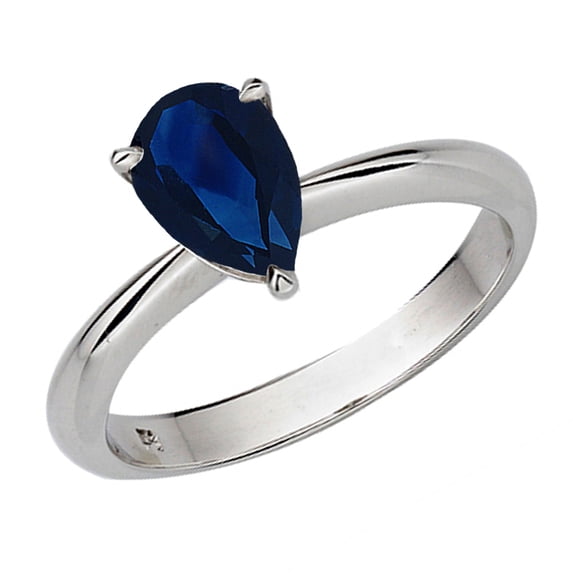 Dazzlingrock Collection Sterling Silver 8X6 MM Pear Cut Blue Sapphire Solitaire Bridal Engagement Ring, Size 6.5