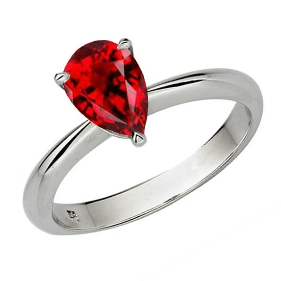 Dazzlingrock Collection Sterling Silver 8X6 MM Pear Cut Garnet Ladies Solitaire Bridal Engagement Ring, Size 8