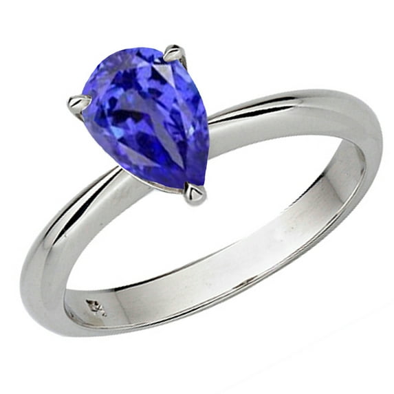 Dazzlingrock Collection Sterling Silver 9X7 MM Pear Cut Tanzanite Solitaire Bridal Engagement Ring, Size 9.5