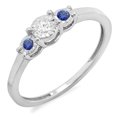 thumbnail image 1 of Dazzlingrock Collection Sterling Silver Round Blue Sapphire And White Diamond Ladies 3 stone Engagement Promise Ring, Size 6, 1 of 1