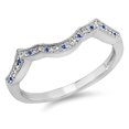 thumbnail image 1 of Dazzlingrock Collection Sterling Silver Round Blue Sapphire & White Diamond Ladies Stackable Anniversary Guard Ring, Size 7, 1 of 1