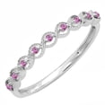 thumbnail image 1 of Dazzlingrock Collection Sterling Silver Round Pink Sapphire Ladies Anniversary Wedding Stackable Band Ring, Size 9, 1 of 5