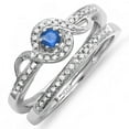 thumbnail image 1 of Dazzlingrock Collection Sterling Silver Round White Diamond And Blue Sapphire Bridal Promise Ring Set Matching Band, Size 5.5, 1 of 1
