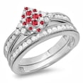thumbnail image 1 of Dazzlingrock Collection Sterling Silver Ruby & White Diamond Bridal Marquise Shape Ring Set, Size 8.5, 1 of 1