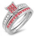 thumbnail image 1 of Dazzlingrock Collection Sterling Silver Ruby & White Diamond Engagement Bridal Ring Set, Size 7, 1 of 1
